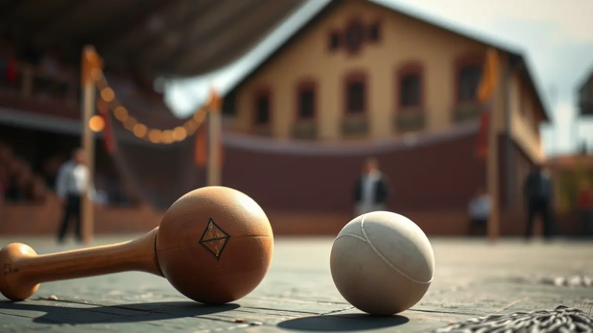 Imagen genérica de una cesta punta y una pelota en un frontón.