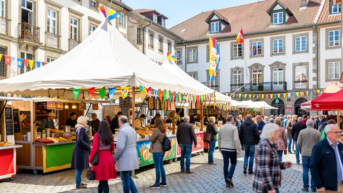 Imagen genérica de la Fiesta de la Diversidad, con puestos de comida bajo una carpa y gente.