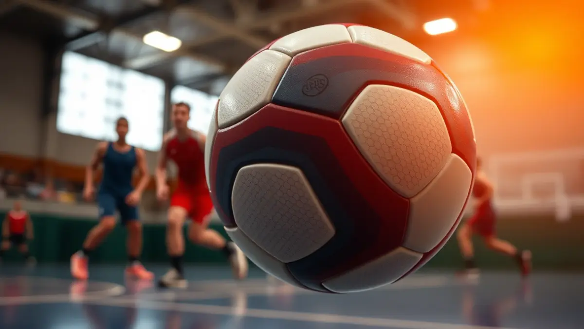 Generic image of a handball match, with blurred players in the background.