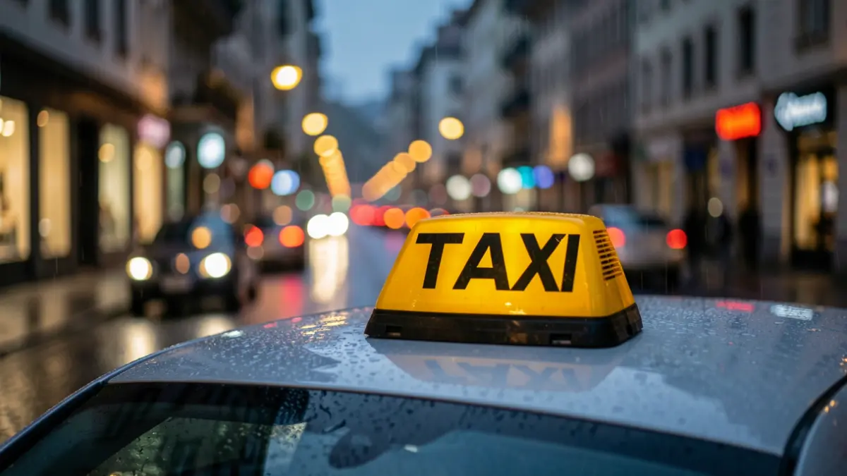Taxi zerbitzuaren irudi generikoa hiriko kale batean.