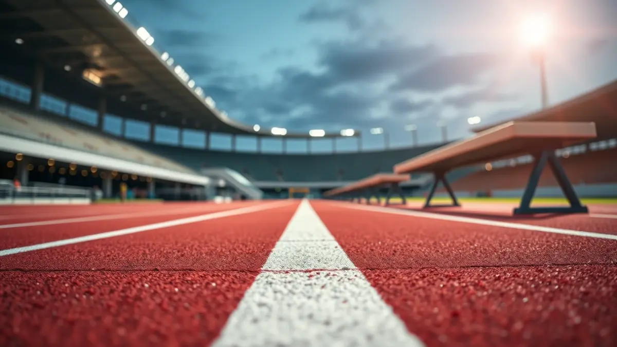 Irudi generikoa atletismo pista batekoa, lasterketa baten aurreko unea irudikatuz.