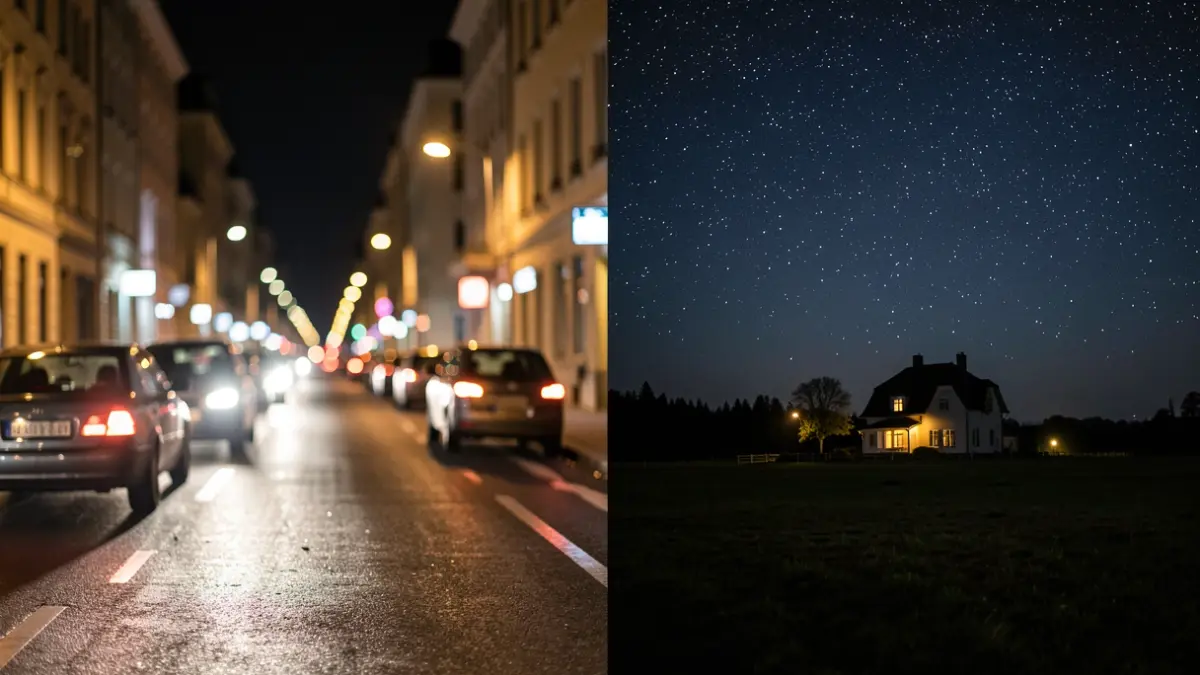 Generic image: contrast between urban noise and rural silence.