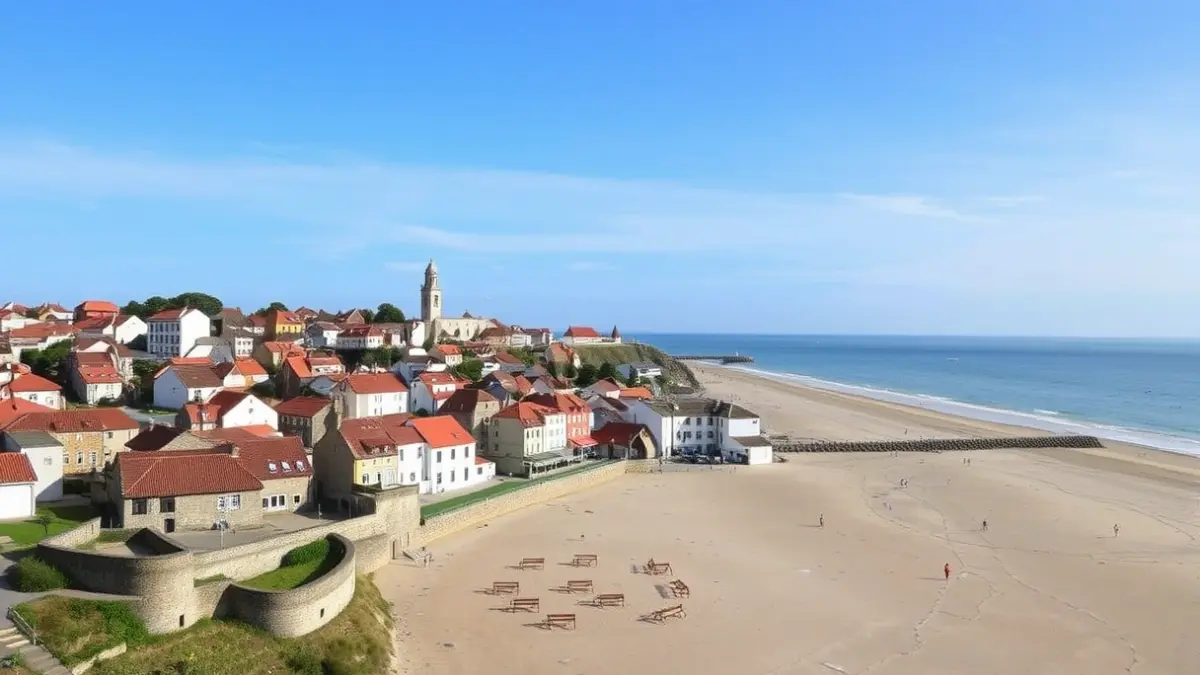 Zarautz herriaren irudi generikoa, kostaldeko paisaia eta arkitektura tradizionala erakusten duena.