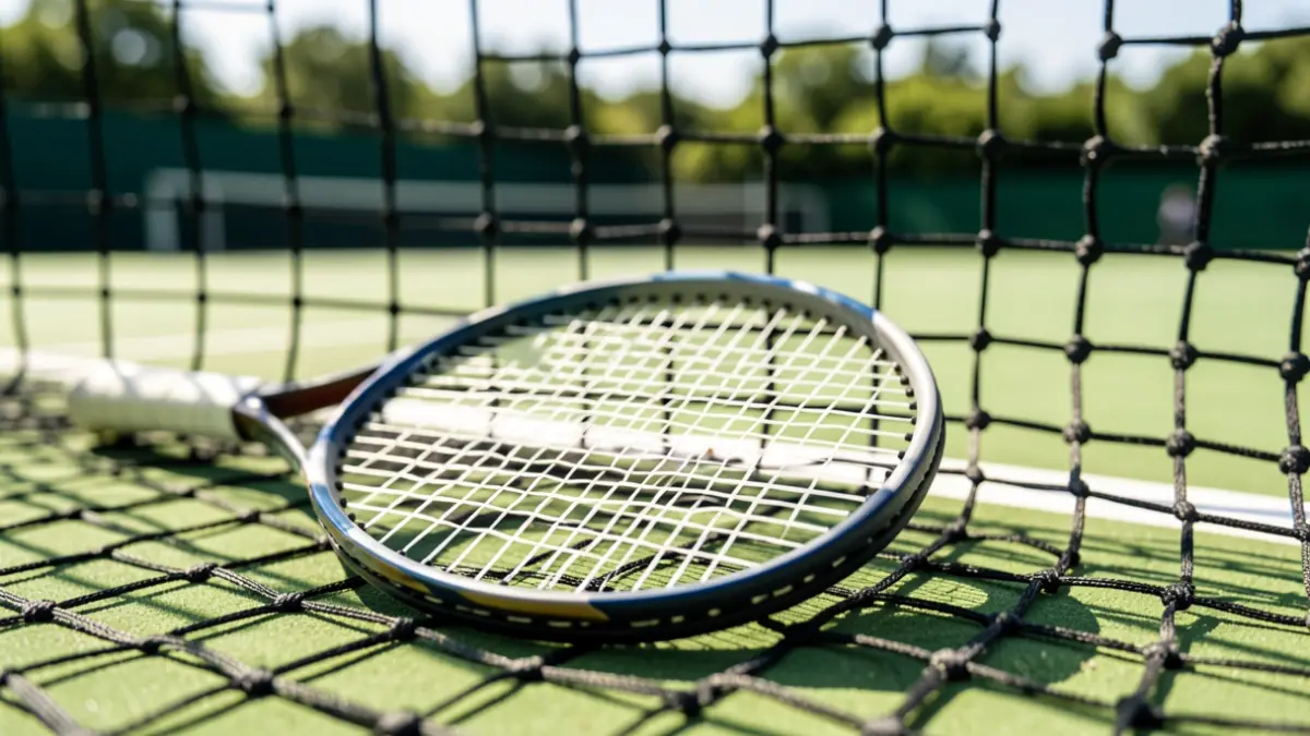 Generic image of a tennis racket on a net.