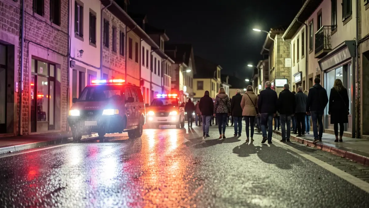 Irudi generikoa: gaueko errepidean distiratzen duten larrialdi argiak.