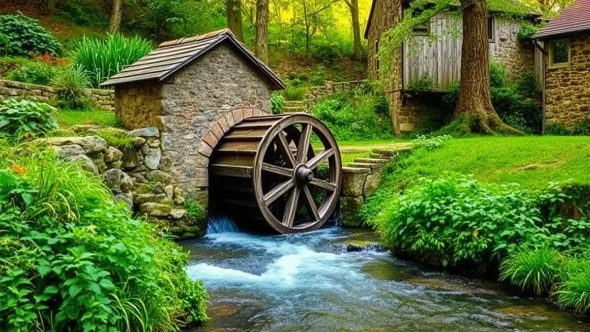 Imagen genérica de un molino hidráulico en Zeanuri, con una corriente de agua.