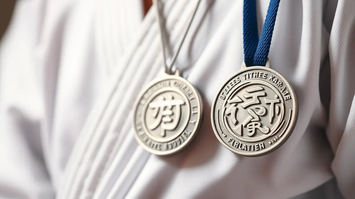 Imagen genérica de una medalla de plata, representando el logro deportivo en karate.