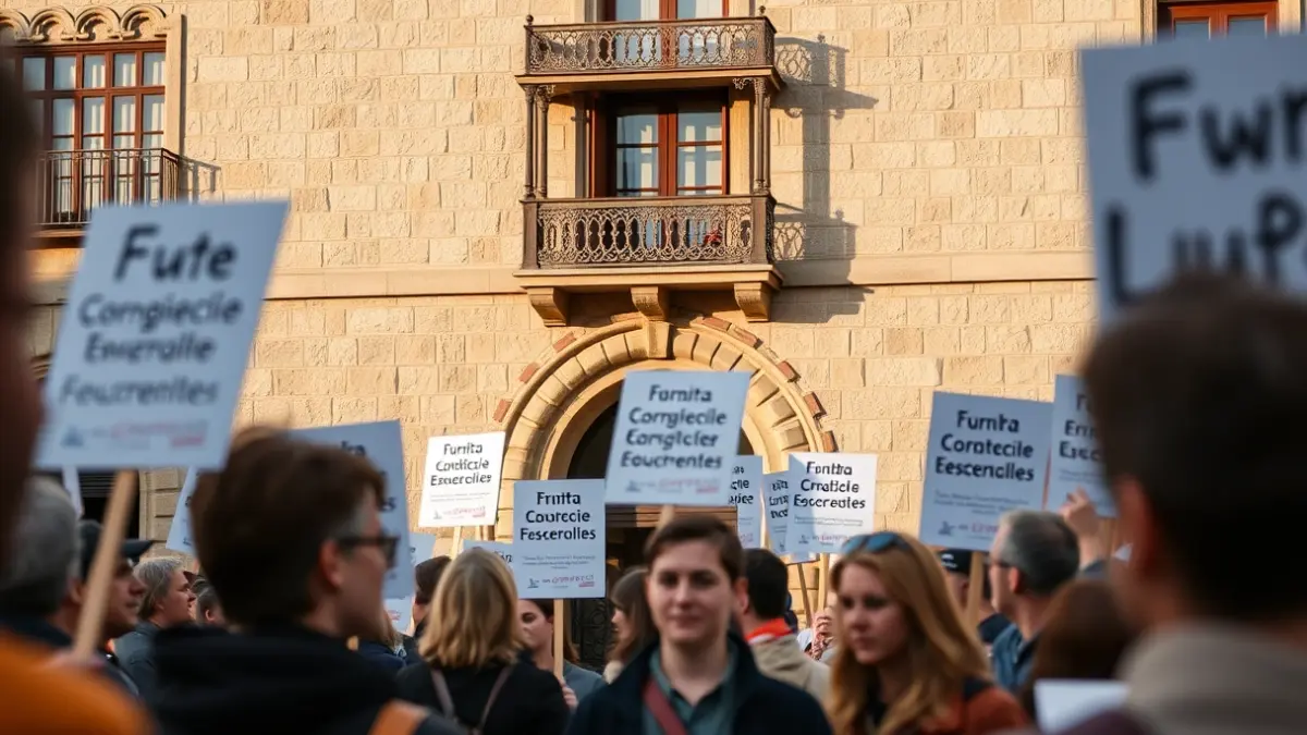 Workers protesting in front of the Gipuzkoa Provincial Council.