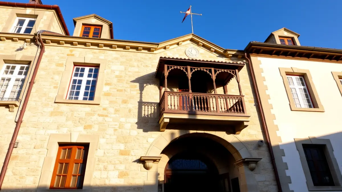 Generic image of Zumaia's town hall facade, under sunlight.
