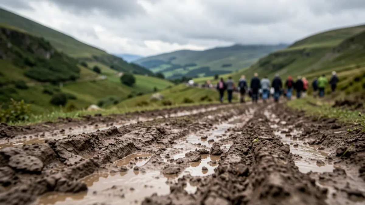 Generic image of a muddy mountain race trail.