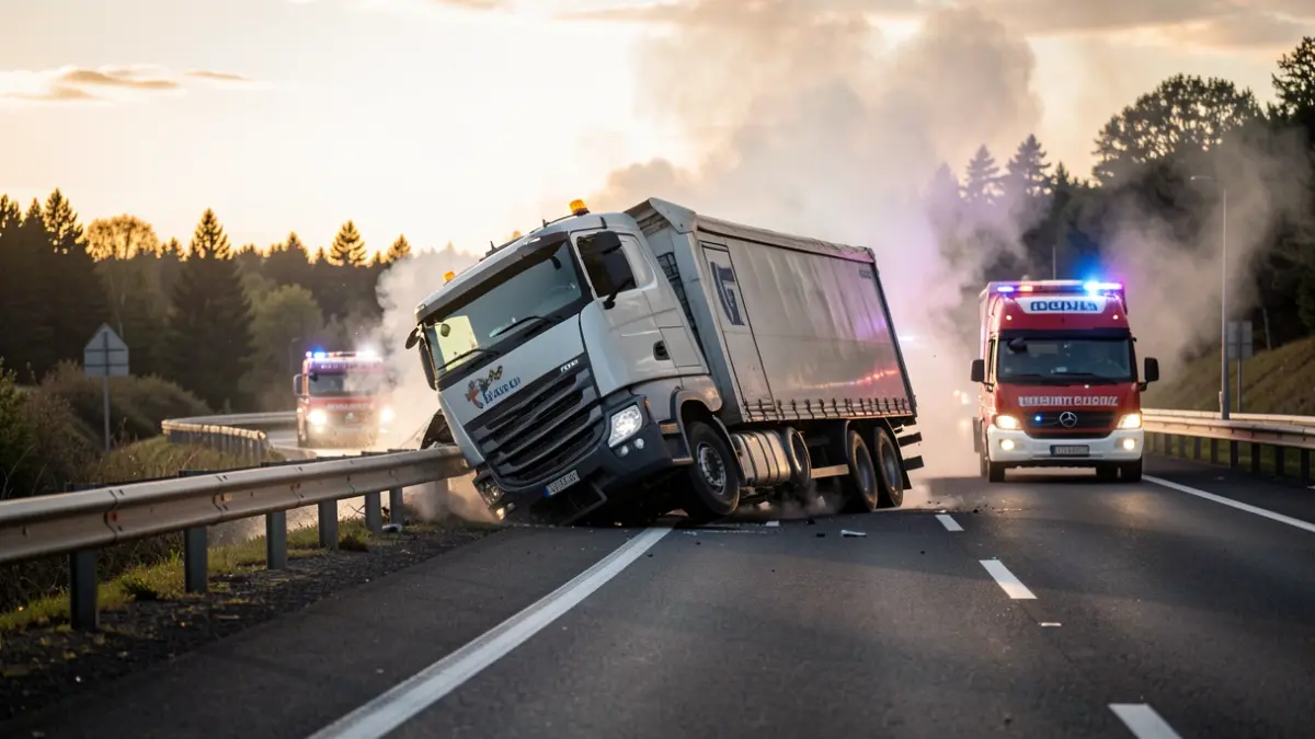 Kamioi bat irauli da A-8 autobidean, Ugaldebieta parean, eta zirkulazioa eten du.