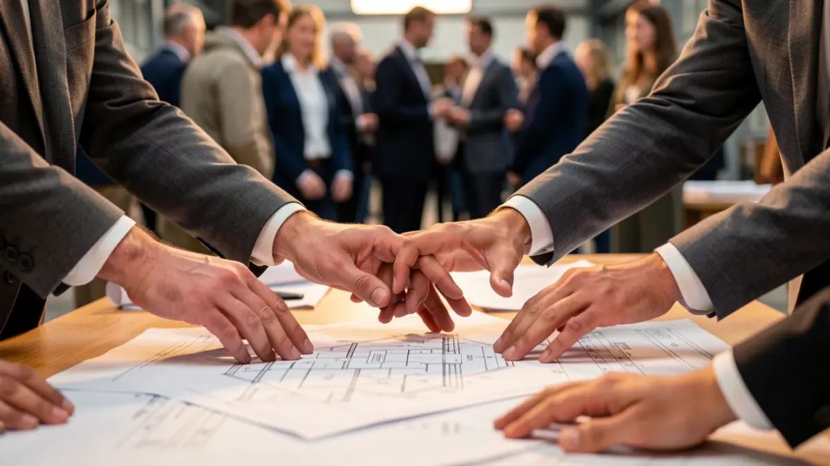 Generic image: Close-up of hands on a table, representing industrial planning and agreement.