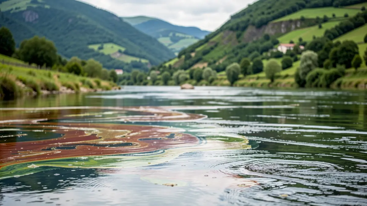 Image of the spill that occurred in the Amezketa river.