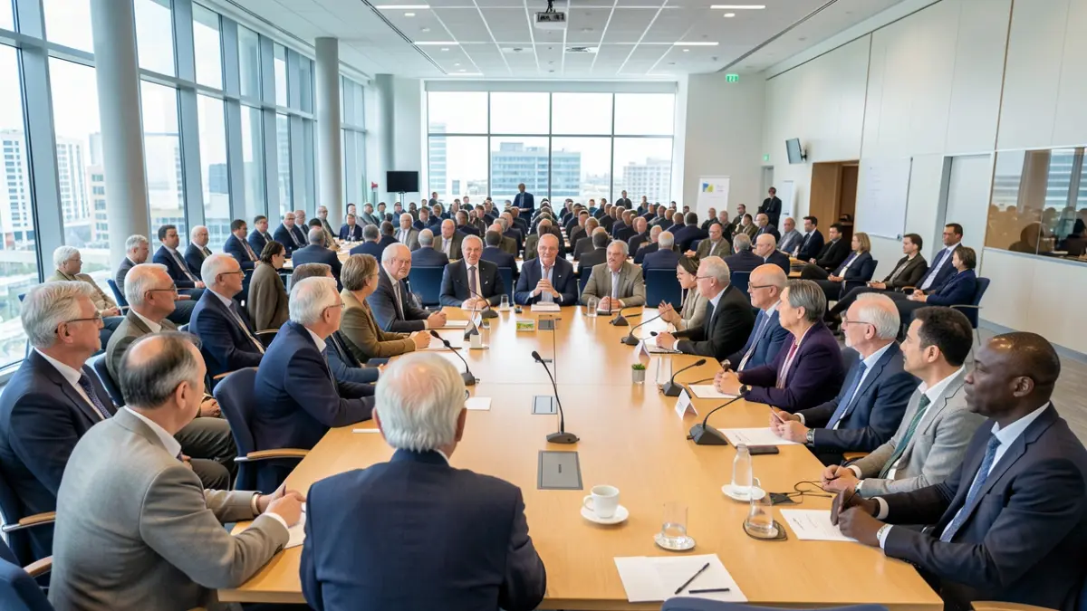 Diverse group of mayors participating in the III World Summit of Friendly Cities and Communities.