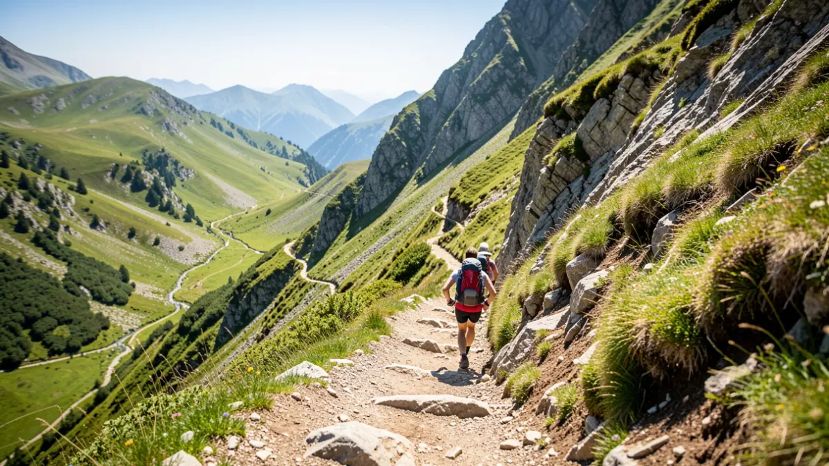 Scene of a mountain race under a scorching sun.