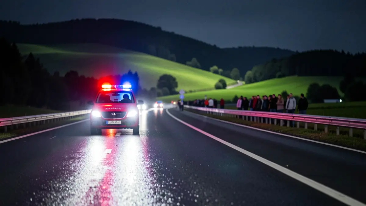 Generic image: emergency lights on wet asphalt.