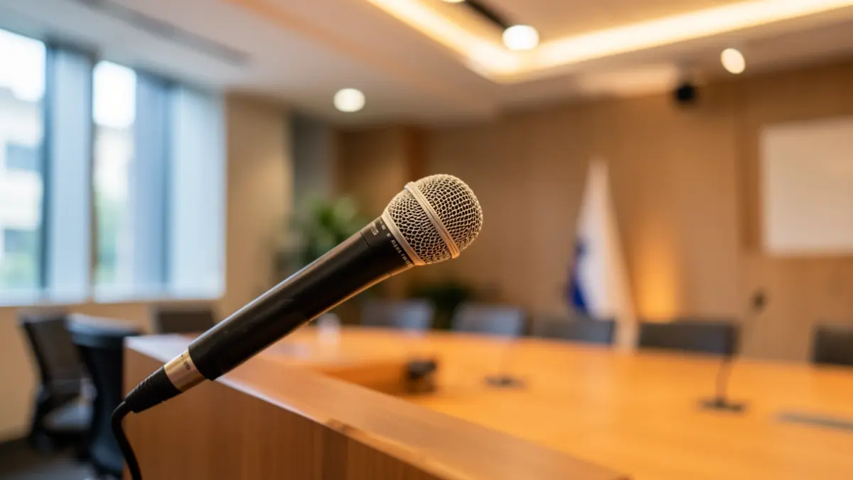 Irudi generikoa: Mikrofonodun podiuma, Euskal Herriko arkitektura lausoarekin.