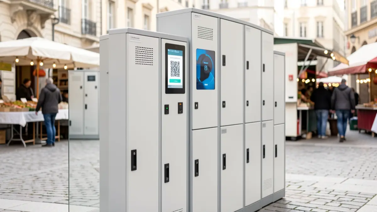 Generic image: A smart electronic locker system installed at the entrance of the Arrasate market.