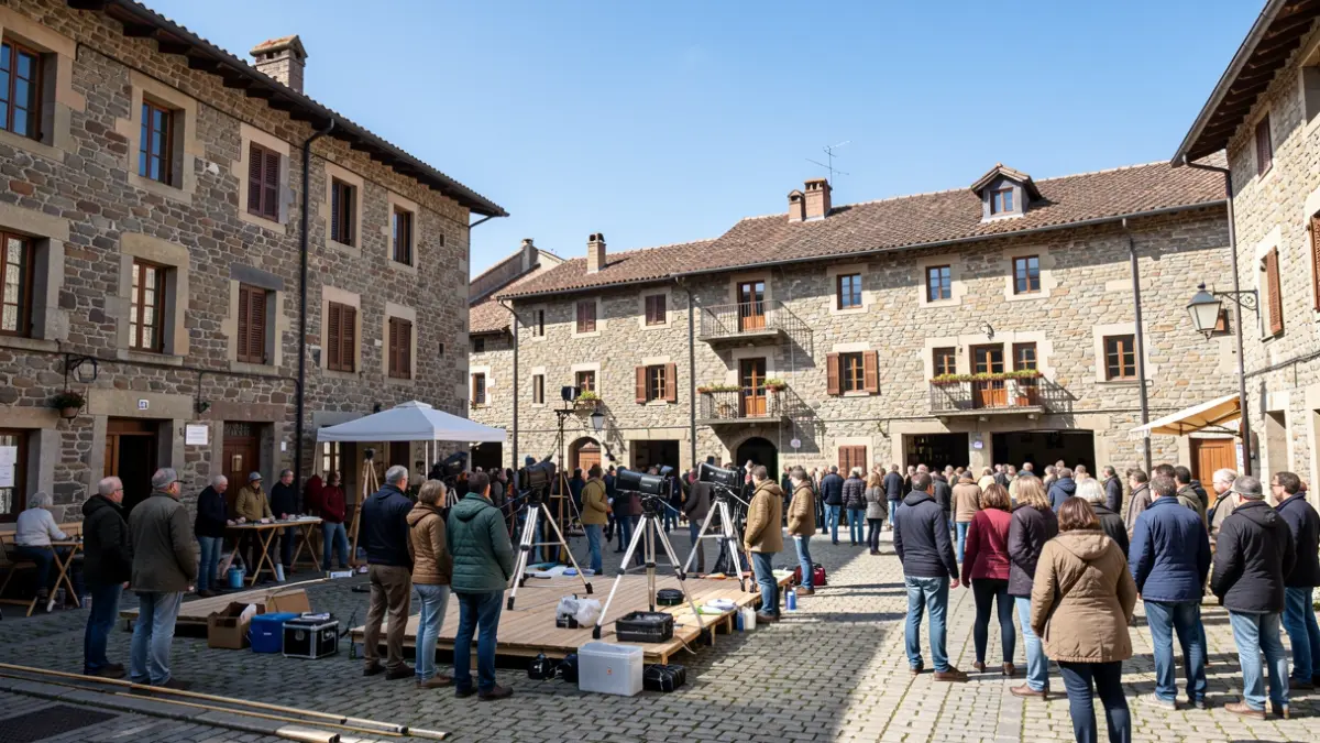 Generic image: Filming being prepared in a town square in Artziniega.