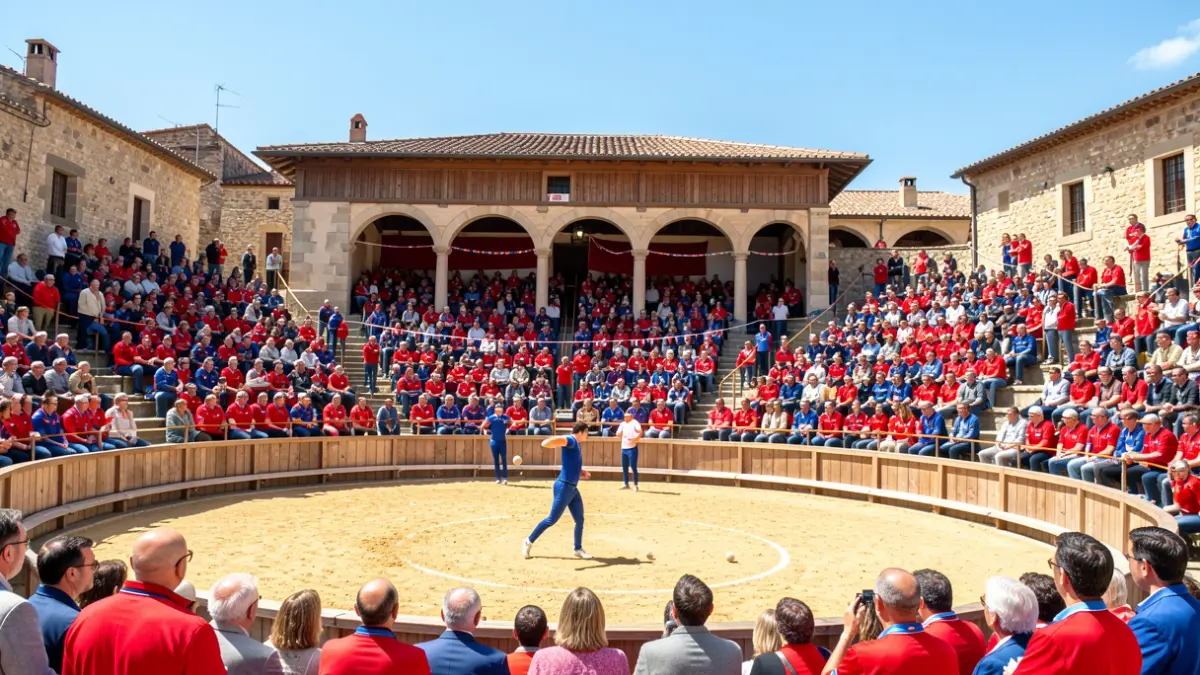 Imagen genérica de una cancha de pelota vasca durante la celebración del Pilotari Eguna.