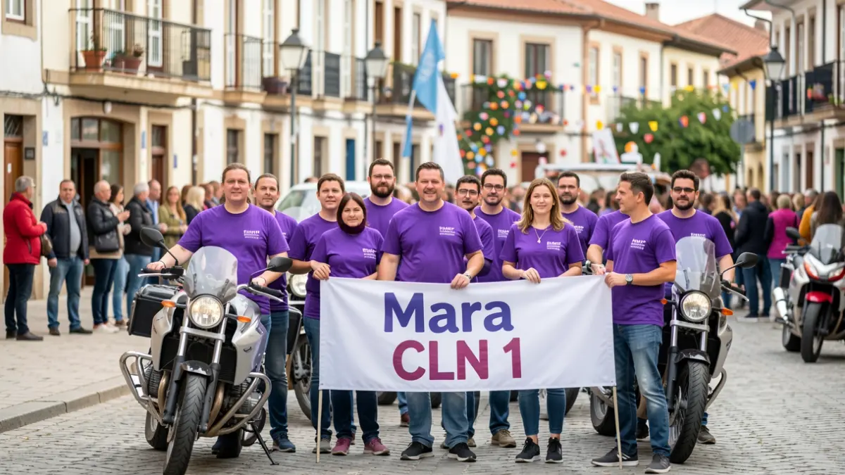 Irudi generikoa ekitaldi solidario bati buruzkoa, jendea eta motozikletak agertzen direlarik.