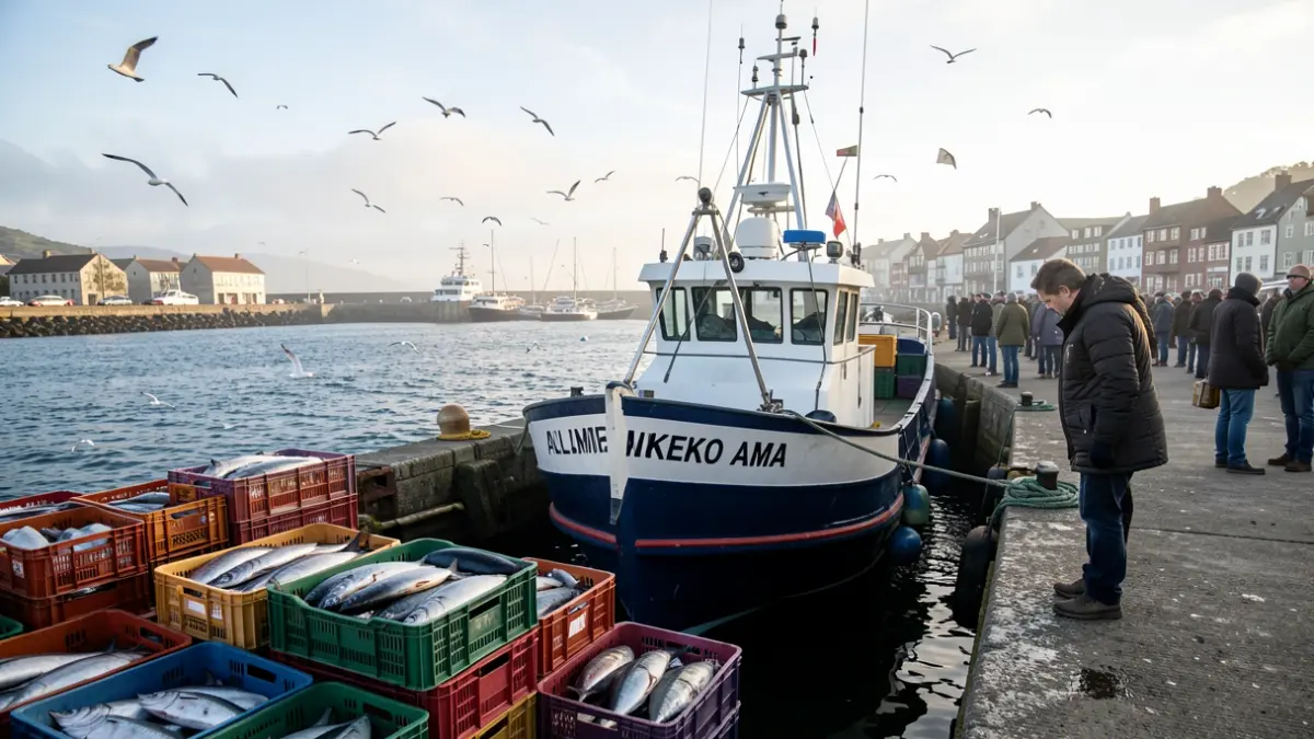 Generic image: Fishing boat unloading at the port of Bermeo.