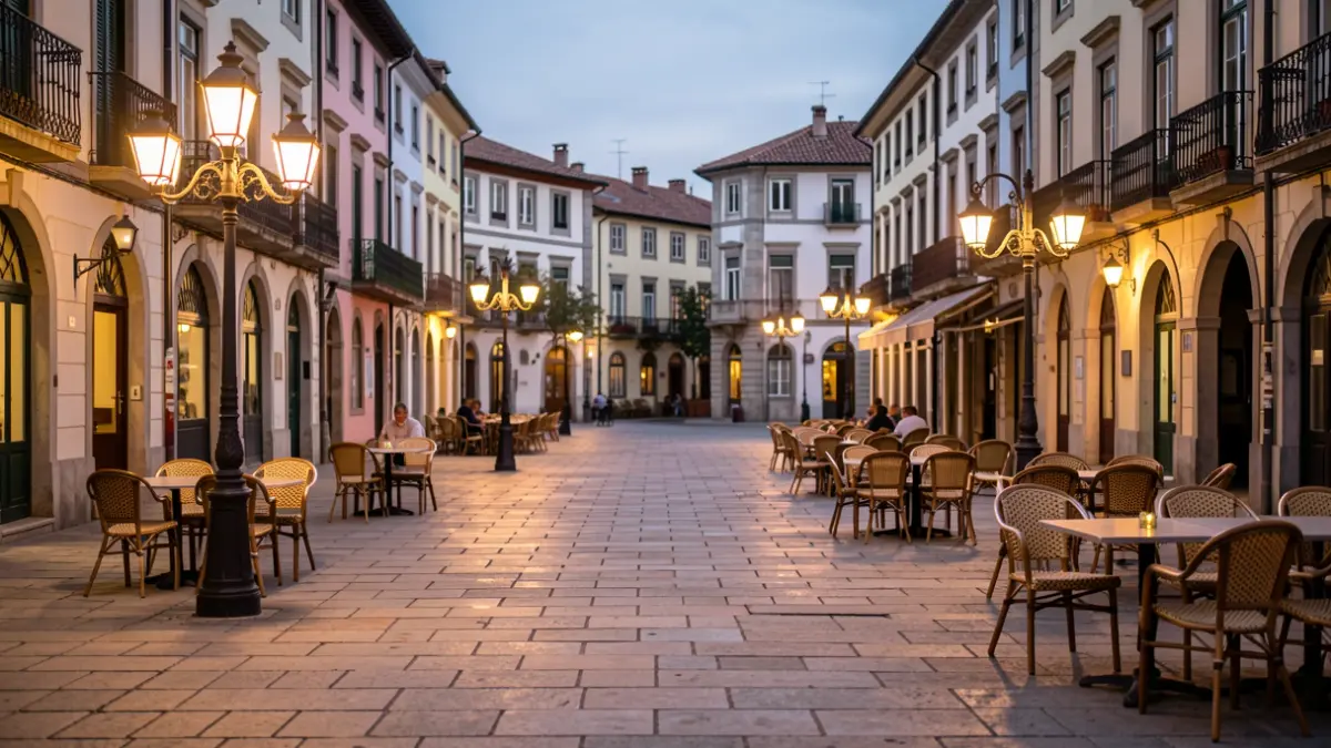 Imagen genérica: Una plaza de Bizkaia vacía al anochecer, reflejando el impacto de la ola de calor en la vida pública.