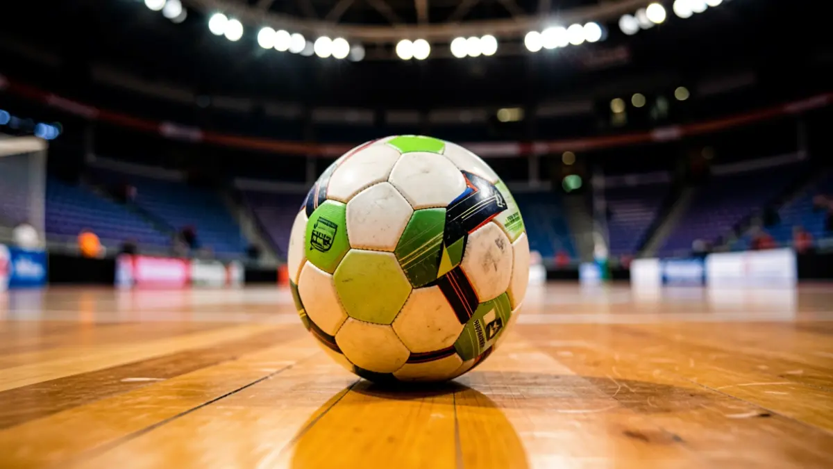 Handball on a court.