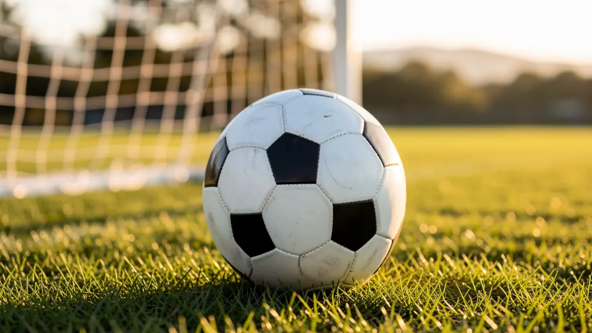 Generic image of a football pitch with a blurred goal net.