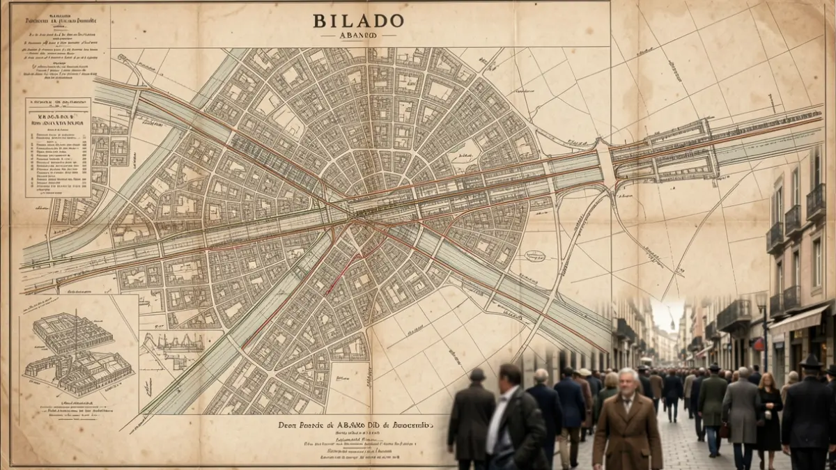 Generic image: A historical map of Bilbao's Abando district, showing proposed urban development projects.