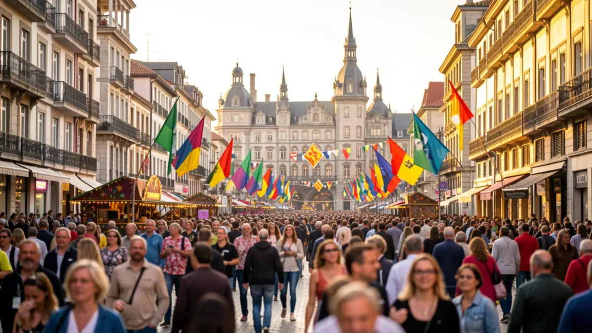 Generic image of a festive street scene in Bilbao.