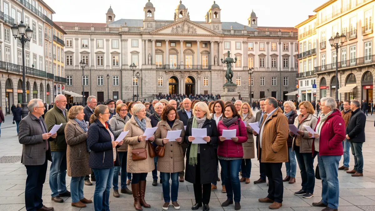 Irudi generikoa Bilboko udaletxearen aurrean ideia batzuk dituzten herritarrak.