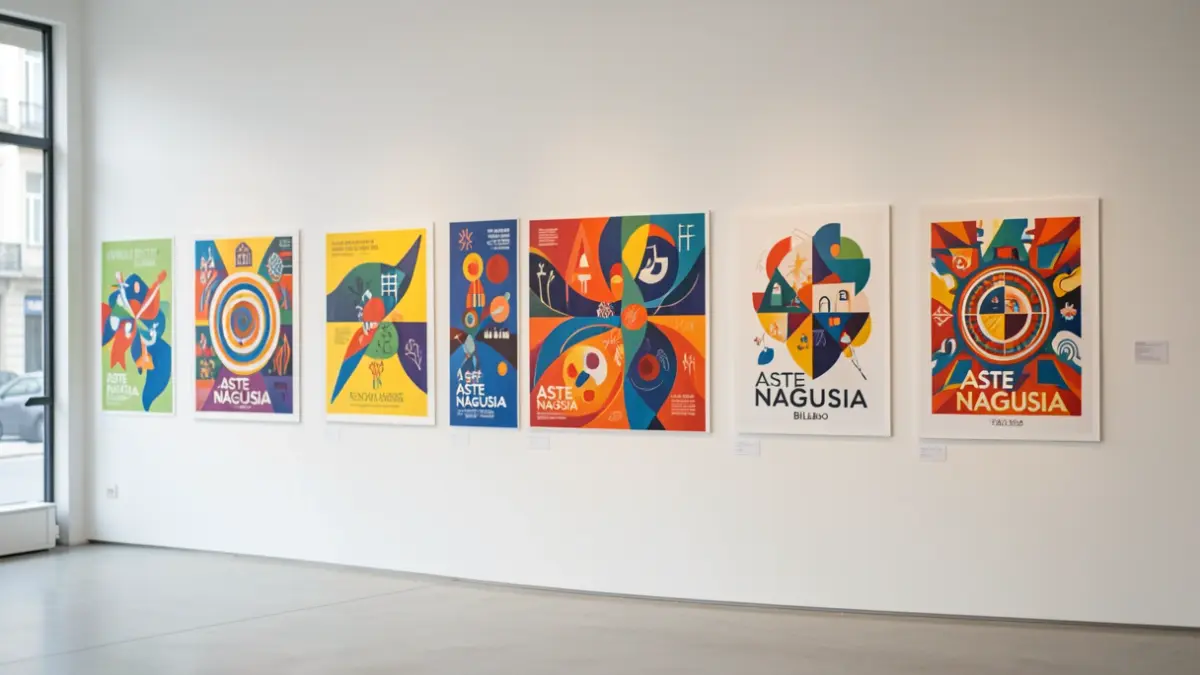 Six finalist posters displayed for Aste Nagusia 2026.
