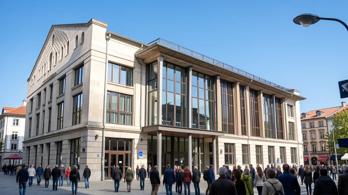 Exterior view of the renovated Basque Museum in Bilbao, blending modern architecture with traditional Basque design.