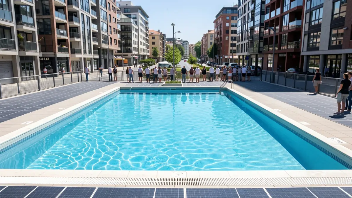 Generic image of a public swimming pool under the summer sun.