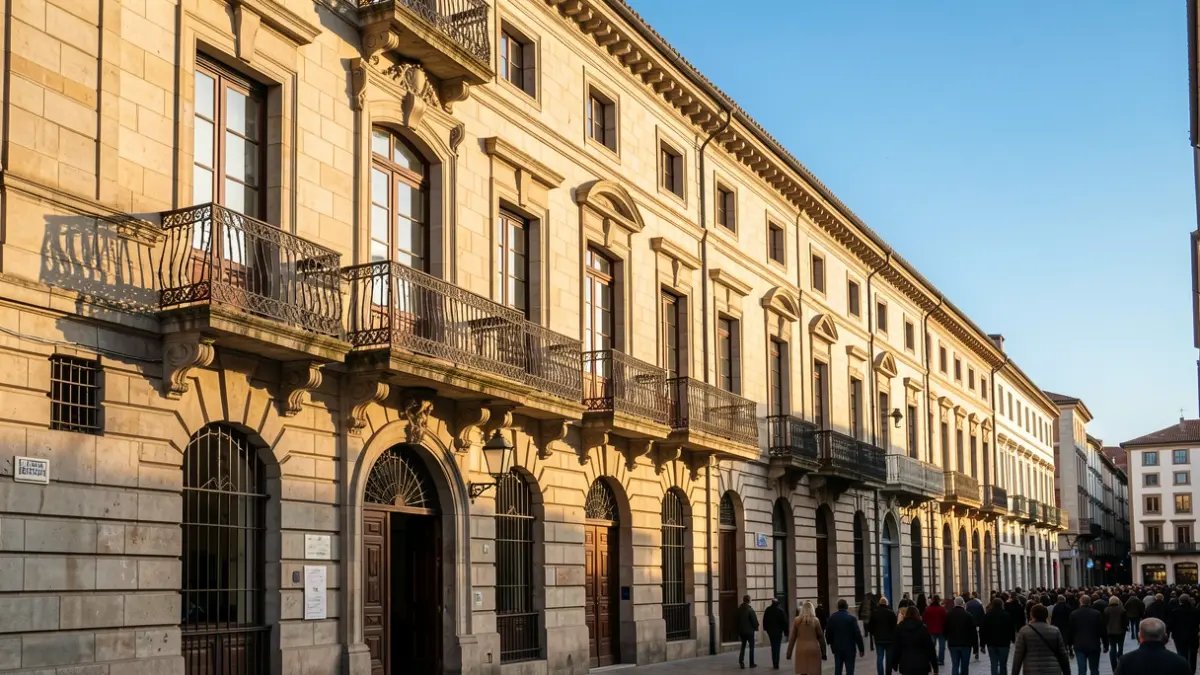 Sunny facade of the Bilbao city hall.