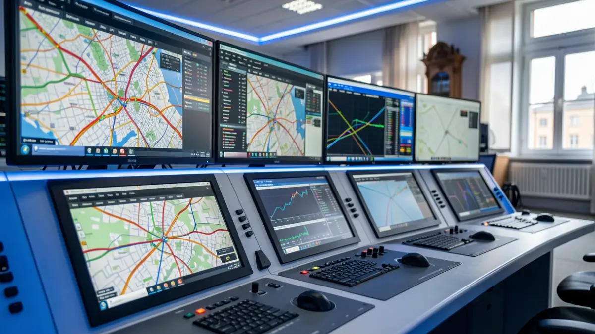 Generic image: Modern control room with multiple screens and traffic data.