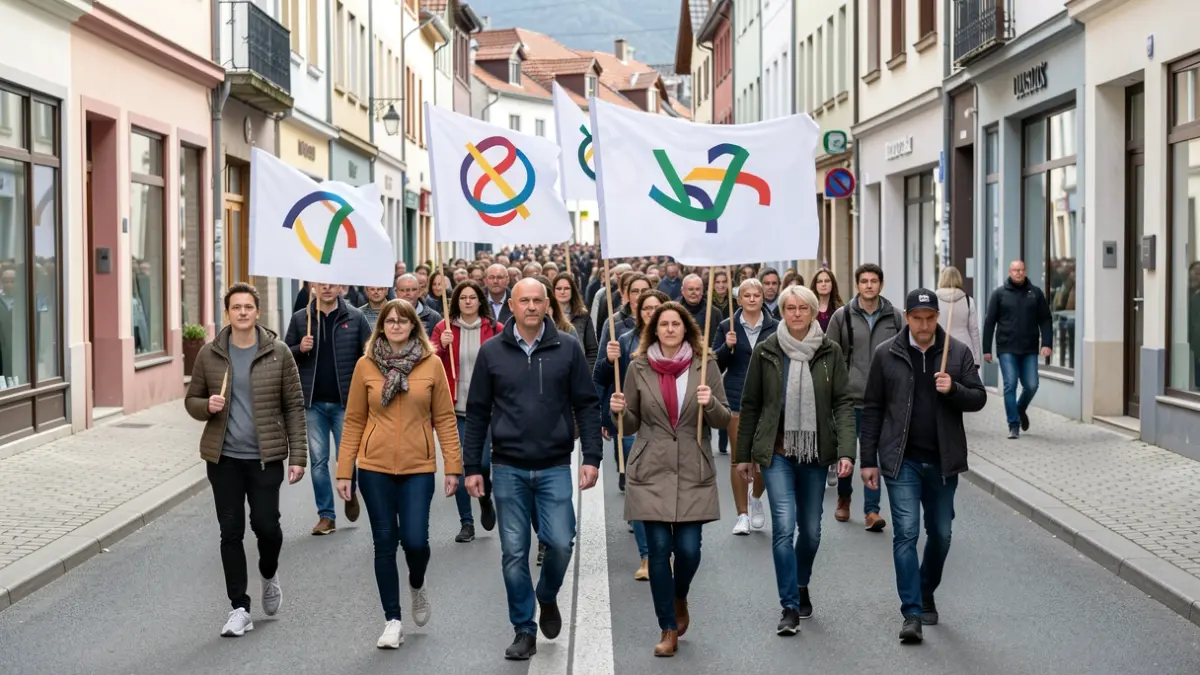 Irudi generikoa: jende talde bat pankartekin kalean.