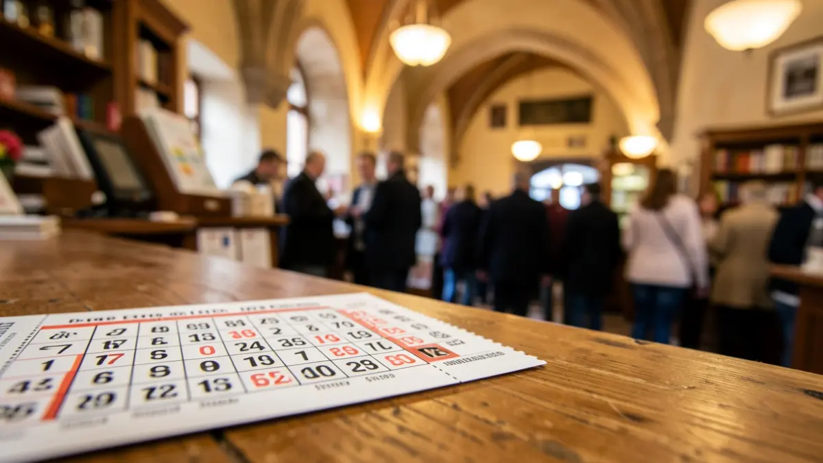 Generic image: a lottery ticket, with numbers partially visible, on a wooden counter in a small shop.