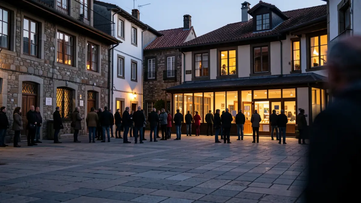 Generic image: Exterior of the Deba Kultur Elkartea at dusk, with blurred silhouettes of people.