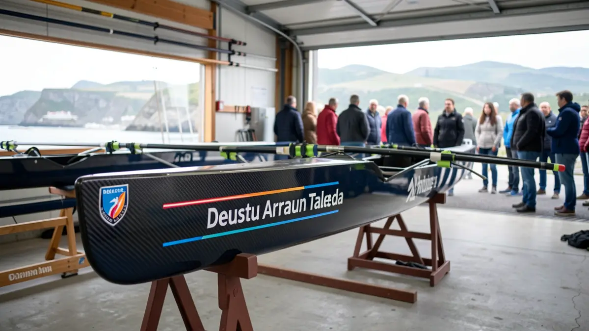 Generic image: A new rowing boat inside the facilities of a rowing club.