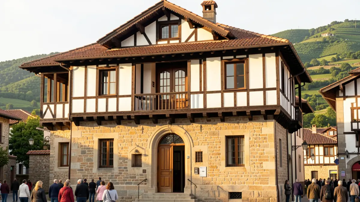 Generic image: Facade of the Palacio Insausti in Azkoitia, in sunlight.