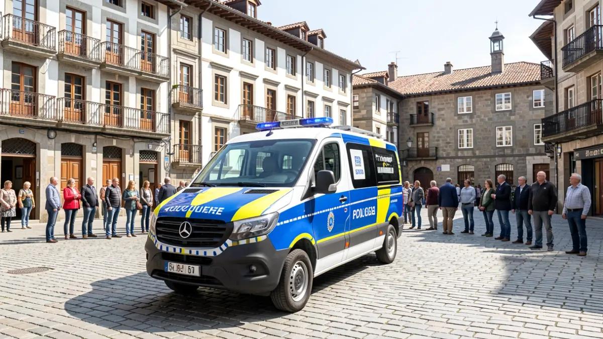 Imagen genérica: Furgoneta móvil de la policía estacionada en una plaza del País Vasco.