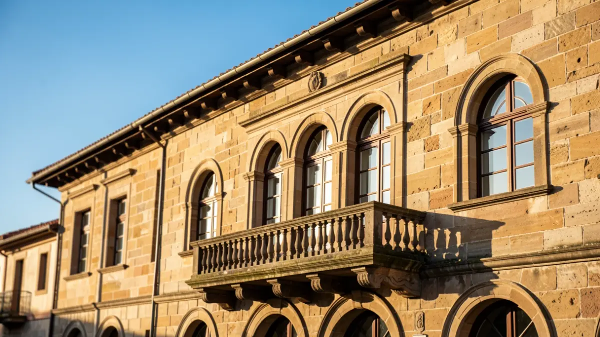 Generic image of a historic building in the Álava region, under the sun.