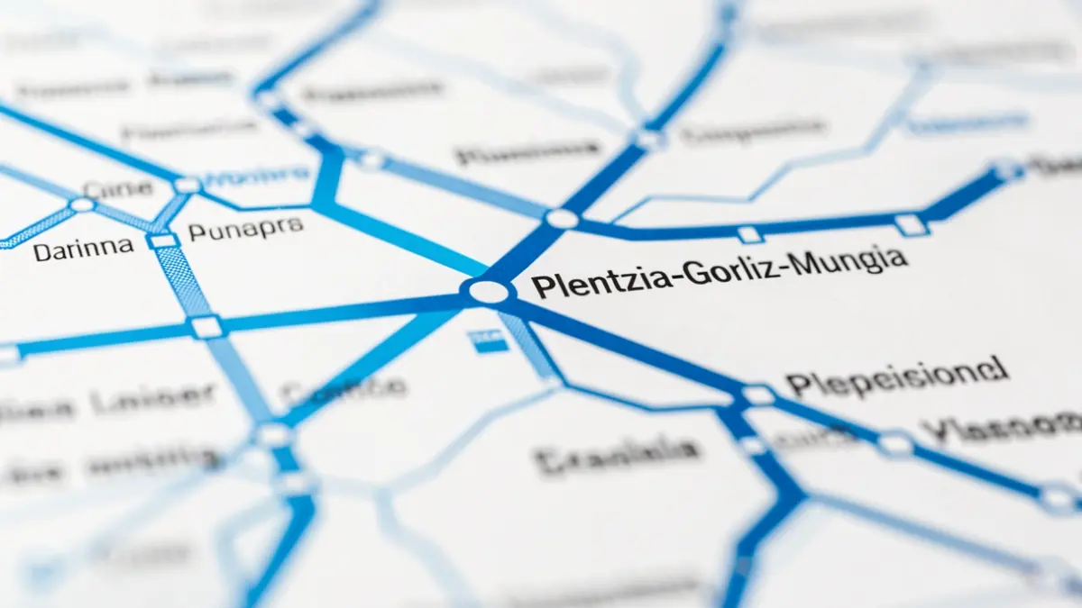 A public transport map showing interconnections and stations.