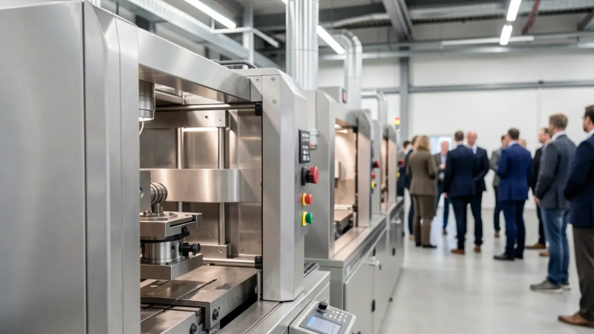 Imagen genérica de un primer plano de maquinaria industrial en una fábrica moderna en Euskadi.