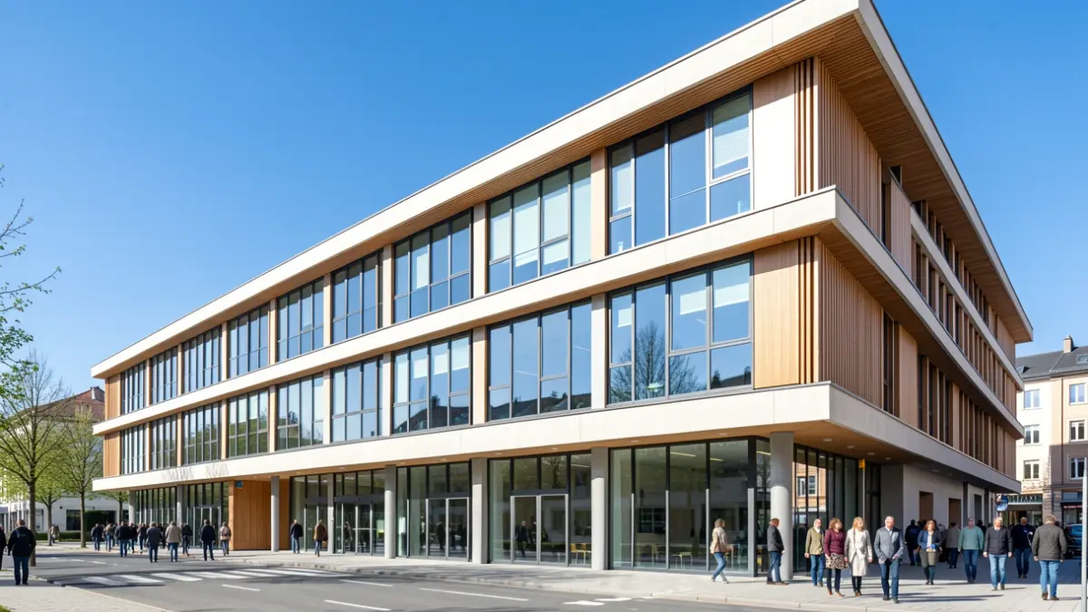 Generic image: Facade of a modern hospital.
