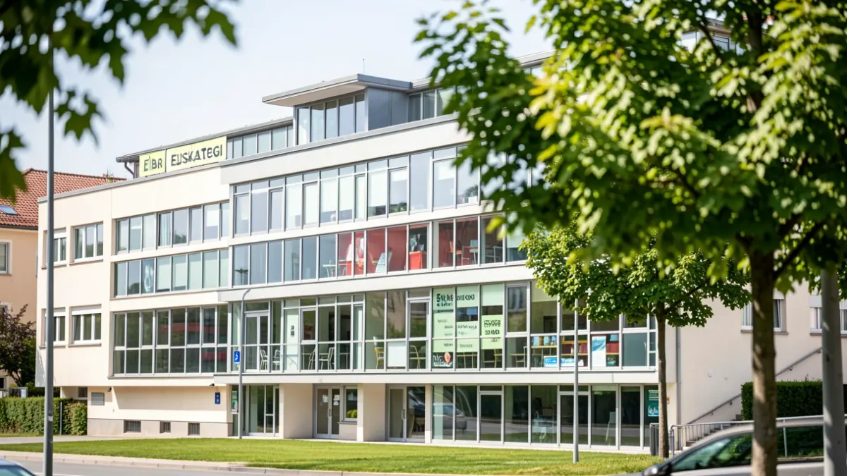 Generic image of the exterior of a modern Euskaltegi in Eibar.