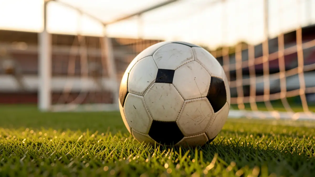 Un balón de fútbol sobre el césped del estadio de Ipurua.