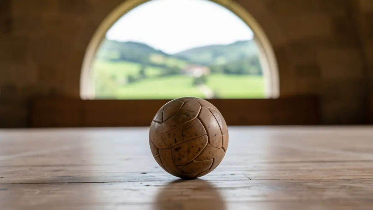 Imagen genérica de una pelota de cesta punta y el frontón.